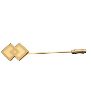 Vintage Cream Enamel Gold Tone Intertwined Square Stick Pin